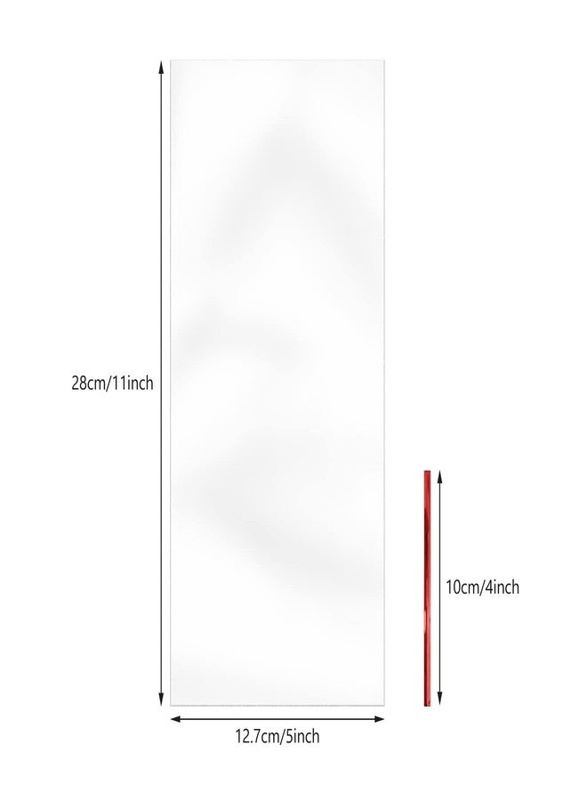 XLSFPY 100PCS Cellophane Bags 5x11 inches, Clear Treat Bags with 4’’ Twist Ties, Plastic Cello Bags - 1.4 mils Thick OPP Rice Crispy Bags for Gift Goodie Favor Candy Cake Pop Birthday Party Cookies (5’’ x 11’’) - Image 5